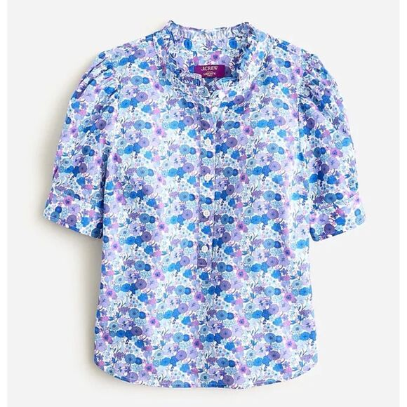 J. Crew Puff-sleeve button-front shirt in Liberty® Arrow Floral fabric Size M - Picture 2 of 6